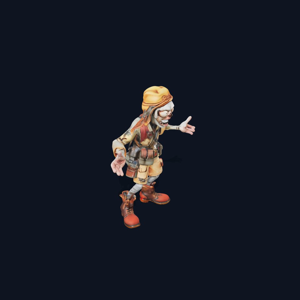 Zombie Adventurer Character Model  Rigged and Animated